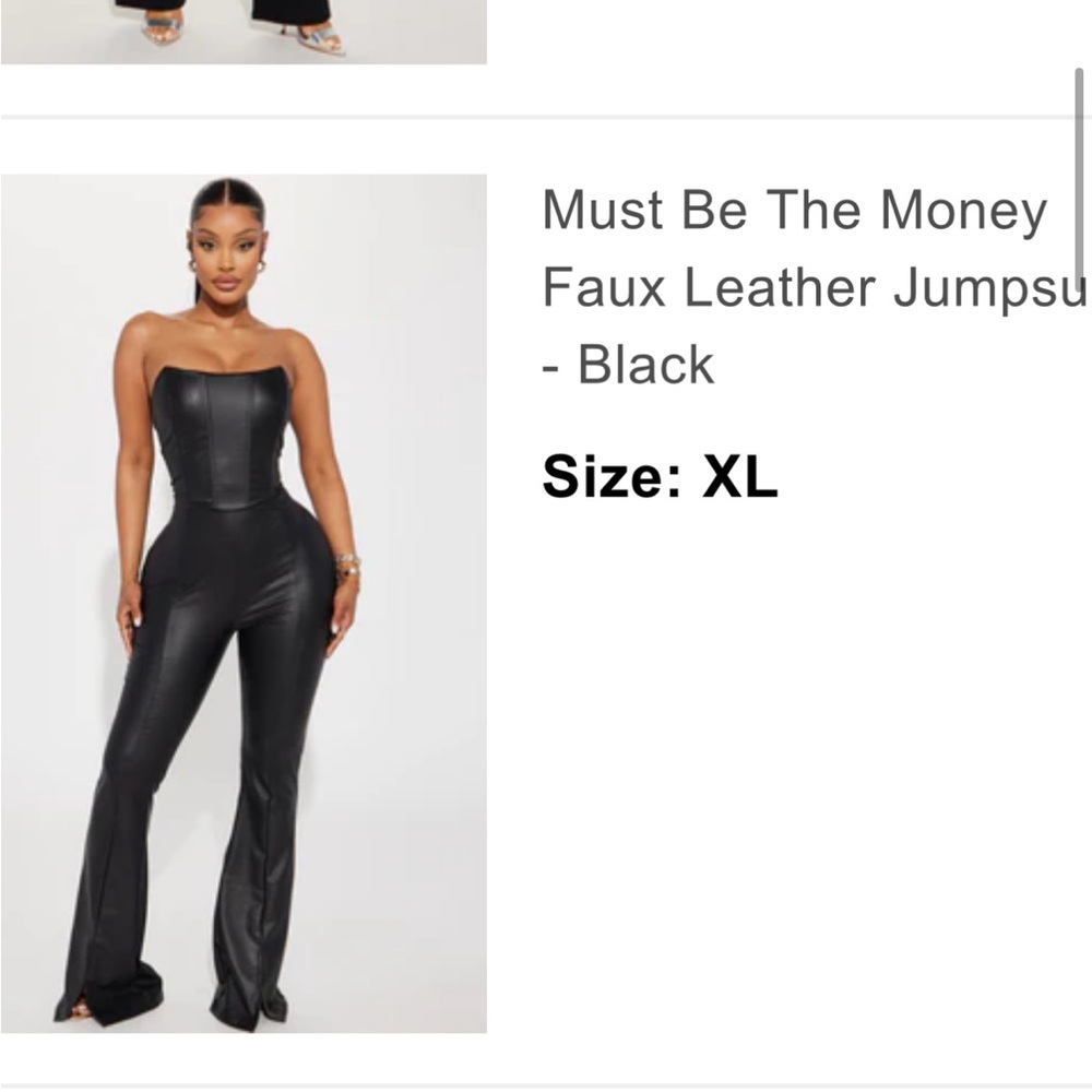Fashion nova faux leather jumpsuit size XL NWT